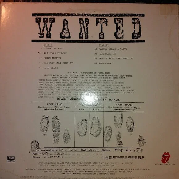 PETER TOSH WANTED DEAD OR ALIVE 12 VINYL LP